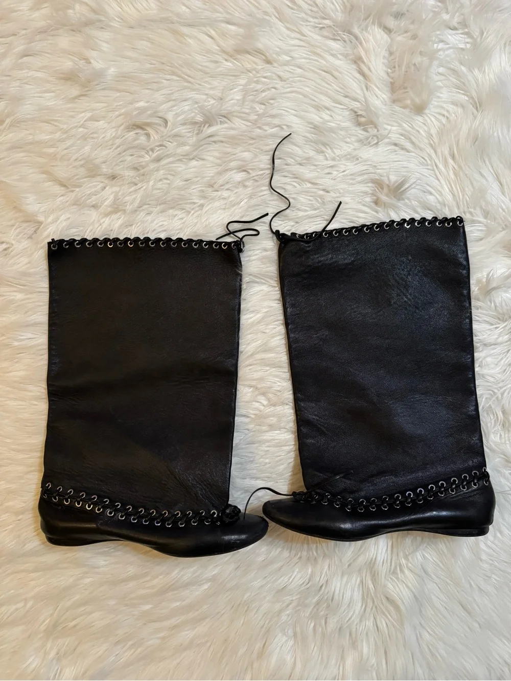 August Barron ALL-IN Leather Flat Boots Black